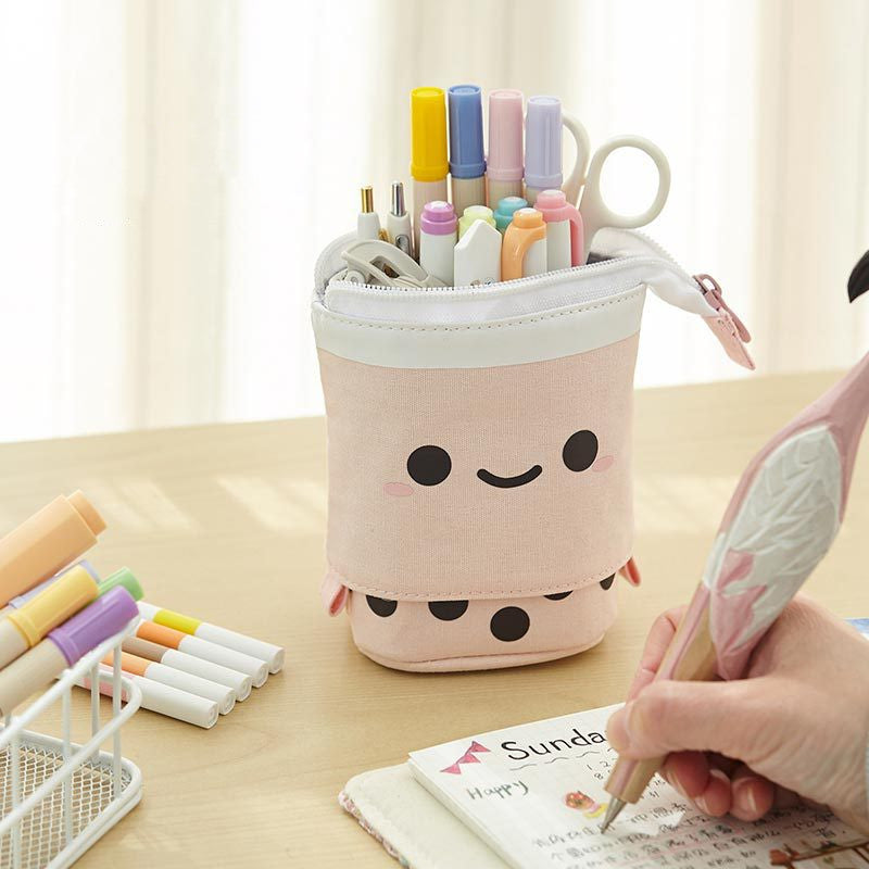 Smiley Face Multifunctional Pen Holder Stationery Storage Bag pencil bag