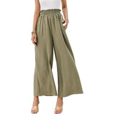 Women Trousers Solid Color Wide Leg High Waist Pants Casual Loose Pants