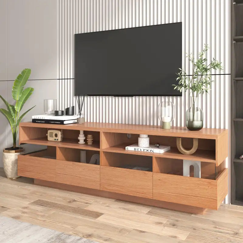 Çekmeceli ve Açık Raflı 75" TV Sehpası - Modern Medya Konsolu