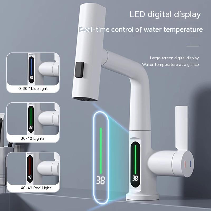 Intelligent Digital Display Faucet - 3-in-1 Swiveling Waterfall Kitchen Tap with LED Temperature Display