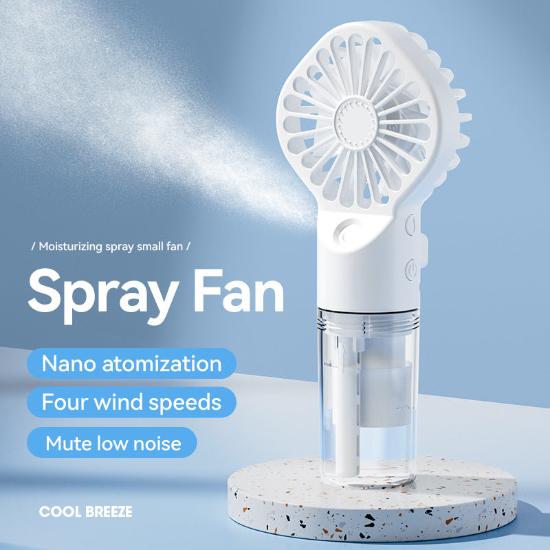 Portable Handheld Spray Fan: 4-Speed Misting Fan for Summer Cooling & Outdoor Use (USB Rechargeable) - Minihomy