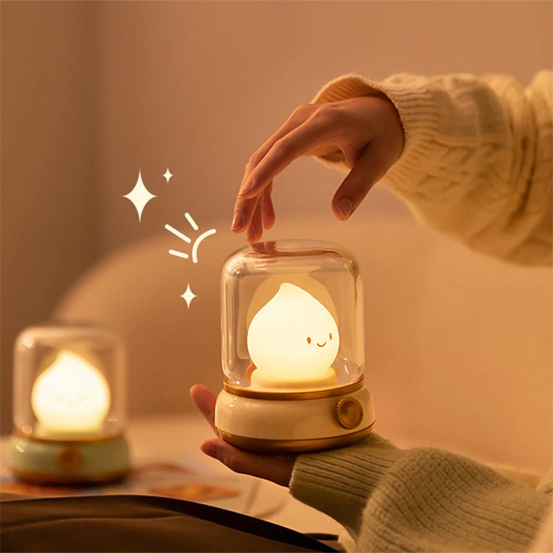 Cute Retro Night Light - Mini USB Rechargeable LED Lamp for Bedroom, Coffee Bar & Home Decor