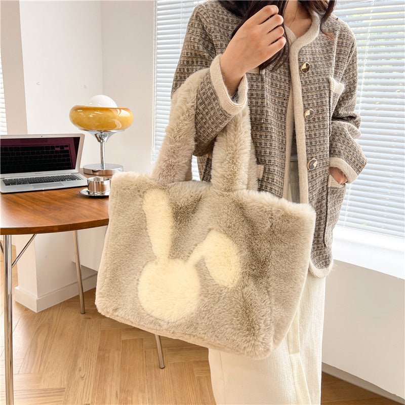 Cute Cartoon Rabbit Ears Plush Bag - Minihomy