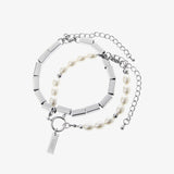 Square Pearl Bracelets For Men Women Double Stacking Simple