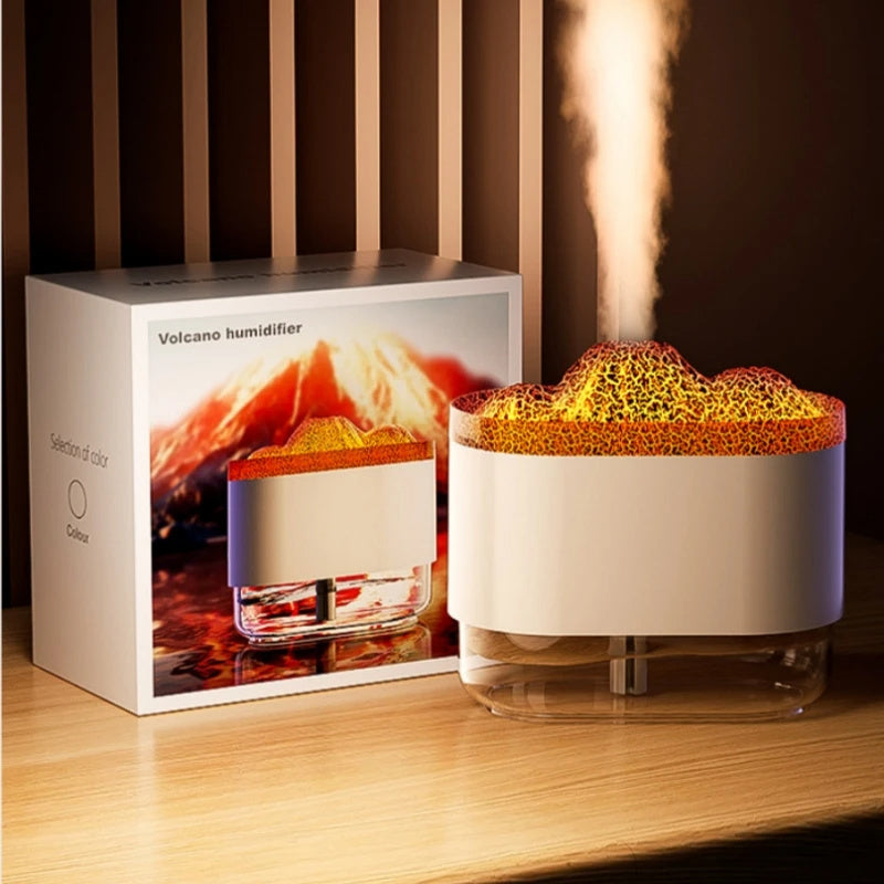 USB Volcano Air Humidifier - 300ML Ultrasonic Mist Maker, Aroma Diffuser with Colorful Lamp