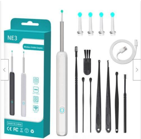 NE3 Ear Cleaner Otoscope with Camera - Wireless Ear Endoscope for iPhone