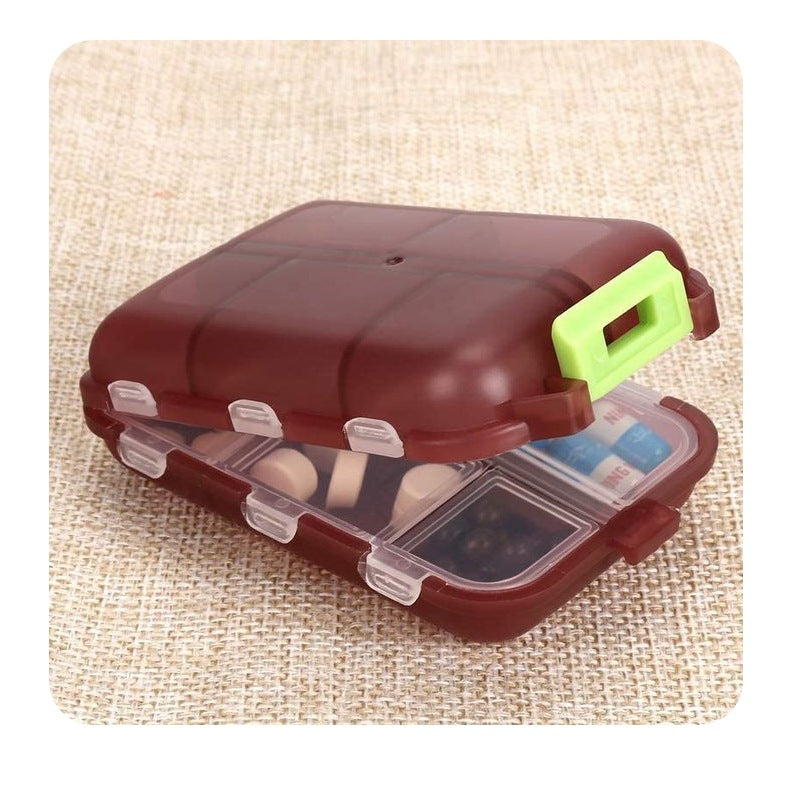 Travel Pill Organizer 10 Grid Moisture-Proof Pills Box