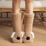 Cute Dog Slipper Socks: Warm, Plush, Non-Slip Women's Winter Socks