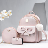 Women's PU Bow Bag Set: Cute Backpack, Crossbody & Coin Purse