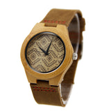 Casual Business Bamboo Leather Strap Watch