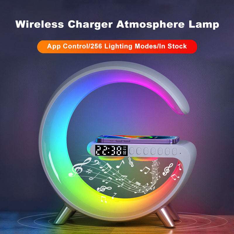 Intelligent G Shaped LED Lamp Bluetooth Speaker Wireless Charger Atmosphere Lamp App Control - Minihomy