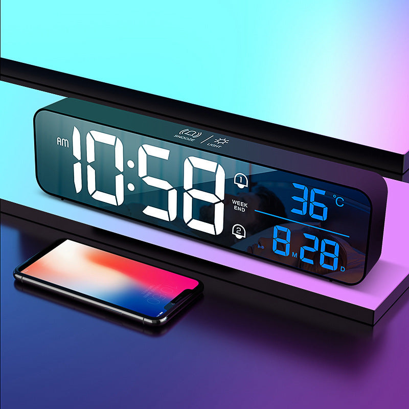 LED Wall Clock Electronic Digital Music Alarm Clock Office Smart Square Clock - Minihomy