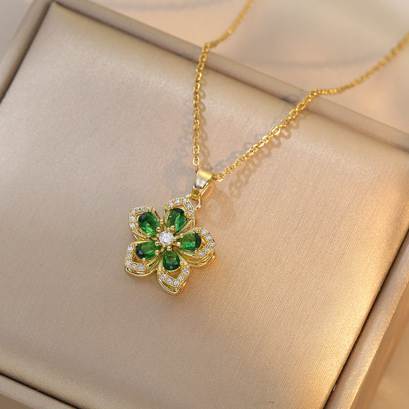 Fashion Rotating Bauhinia Zircon Necklace