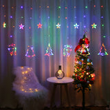 Christmas Deer Tree Bells Star String Fairy Lights Curtain Light Outdoor Garland - Minihomy