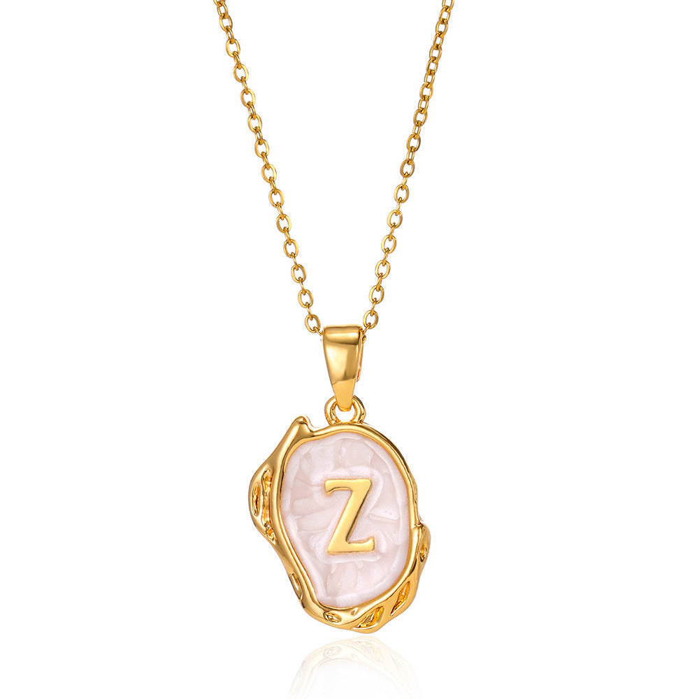 Simple 26 Letters Drop Oil Three-dimensional Necklace: Personalized Elegance