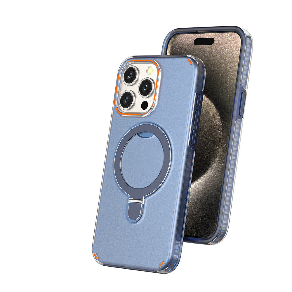 Colorful Magnetic Bracket Phone Case with Stand MagSafe Transparent Wireless Charging for iPhone
