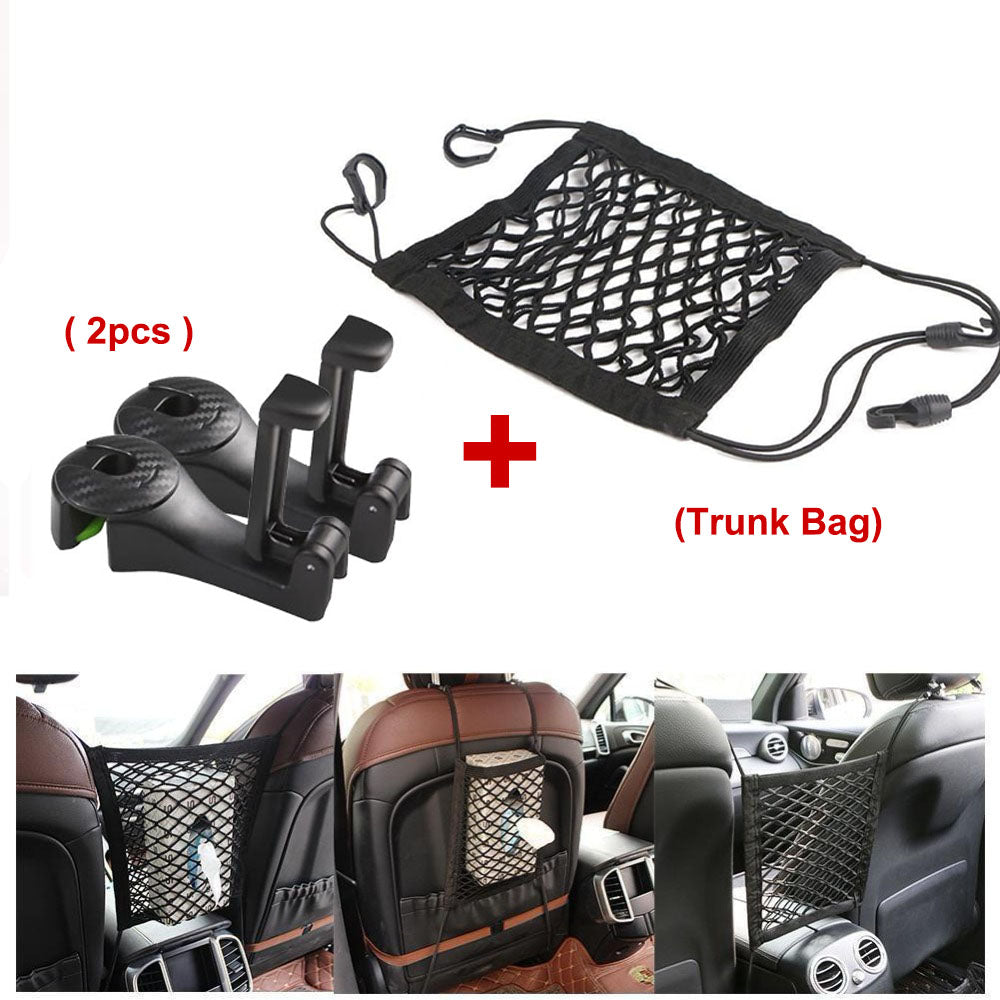 Car Headrest Hook with Phone Holder Seat Back Hanger for Bag Handbag Purse Grocery Cloth - Minihomy