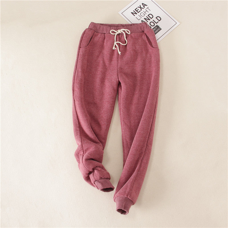 Lambskin Sweatpants Winter Women's Velvet Autumn Loose Thickening Warm Pants