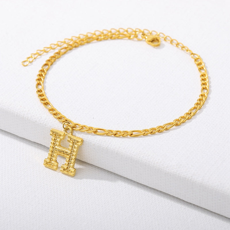 Initial Gold Letter Anklet Alphabet Pendants Jewelry - Minihomy