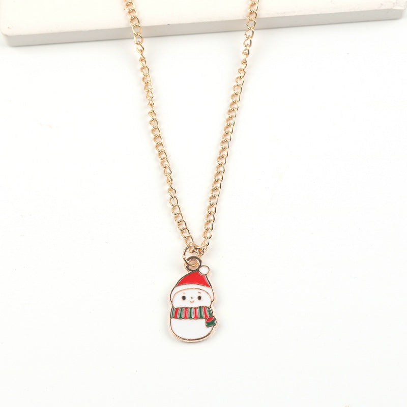 Christmas Necklace Cute Cartoon Santa Claus Snowman Elk Pendant Necklace - Minihomy