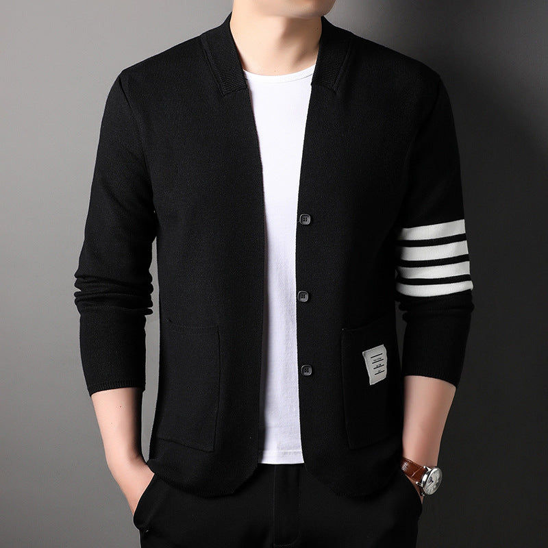 Men's Long-sleeved V-neck Slim-fit Cardigan Coat