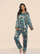 Two-piece Stretch Satin Home Wear Pajamas Women