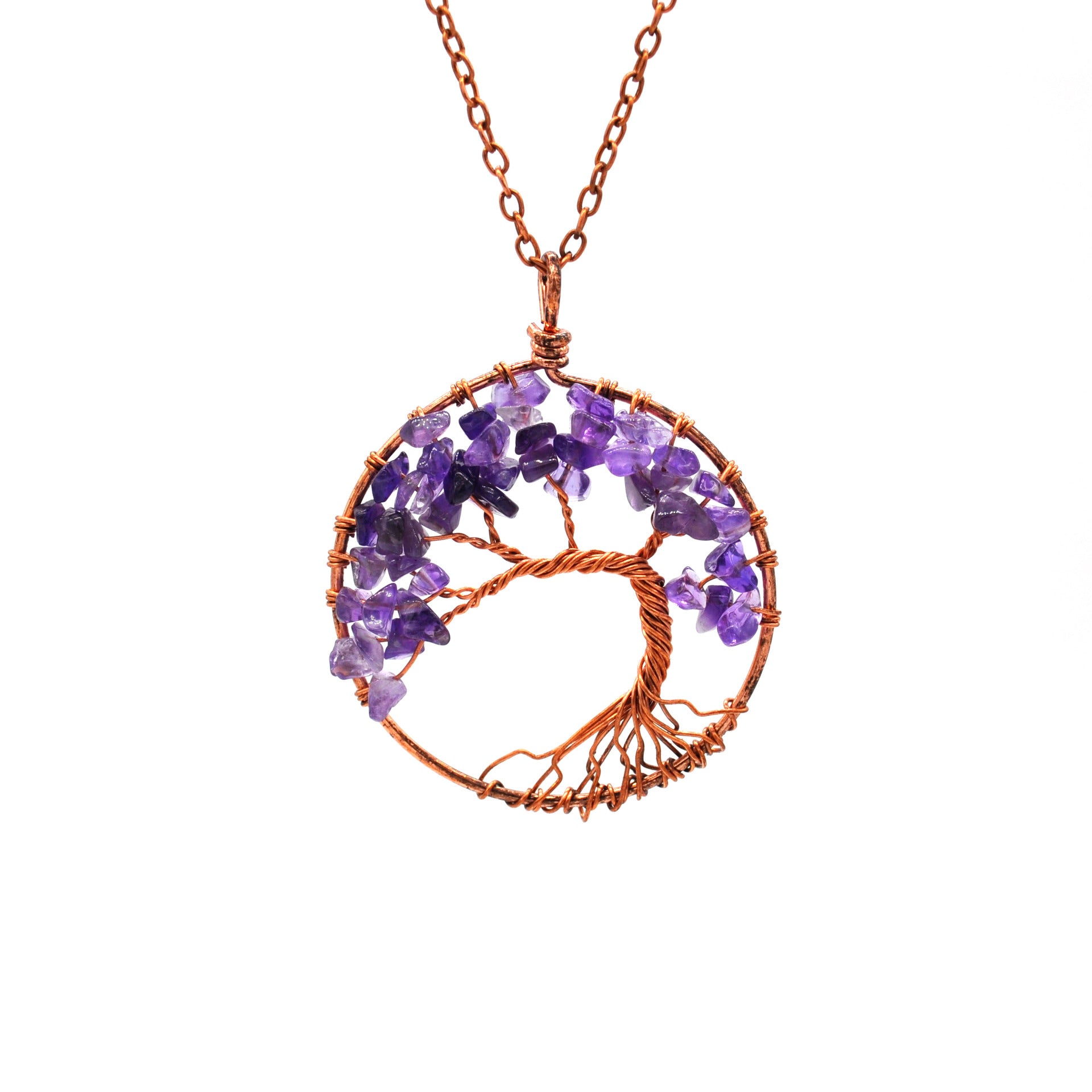 Tree Of Life Pendant Necklace Copper Crystal Natural Stone Necklace