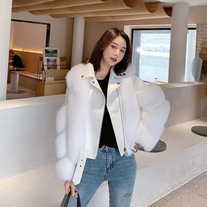 Women's Imitation Fur Motorcycle Coat - Autumn And Winter Collection