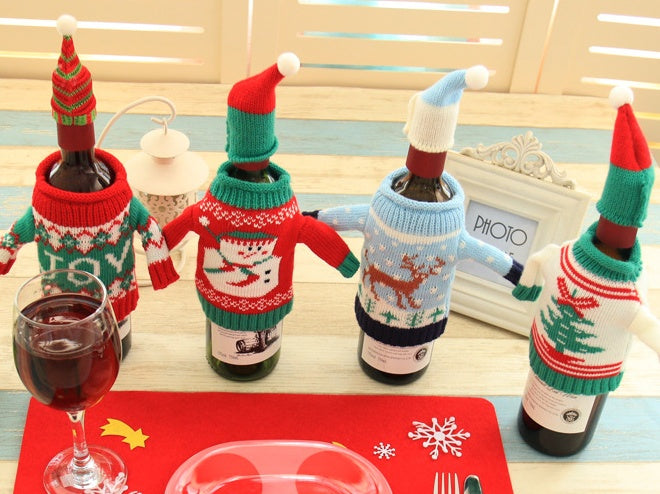 Knitted Christmas Bottle Set - Minihomy