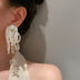 Female Exaggerated Long Pearl Earrings Shell Bow Tassel Earrings - Minihomy