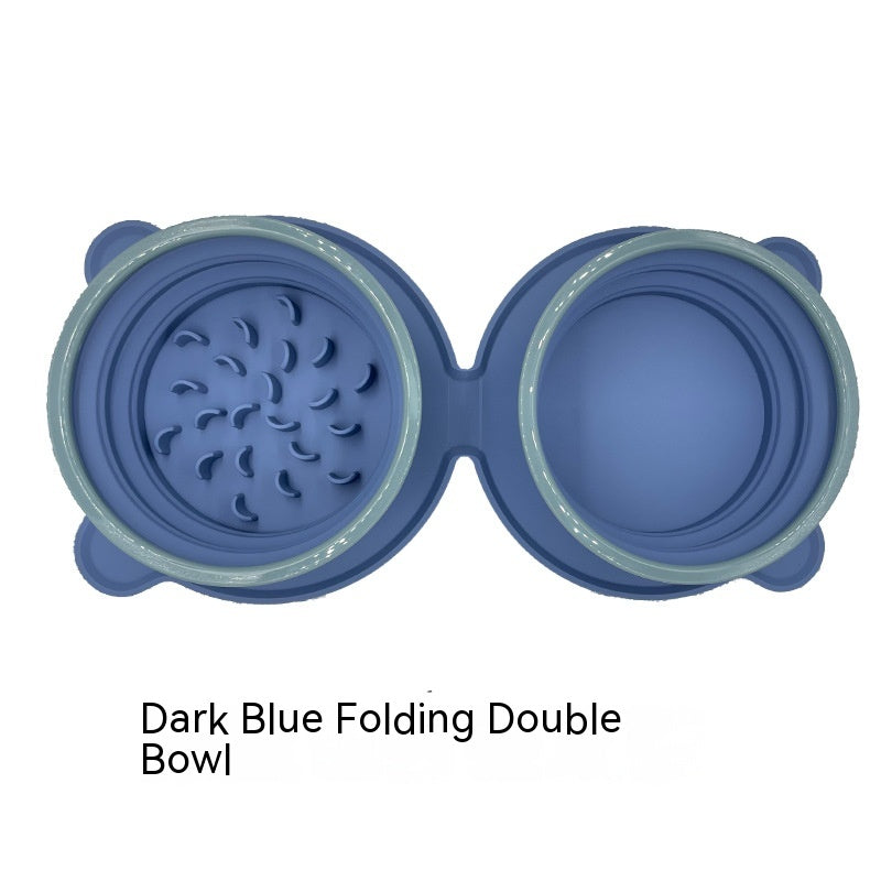 Portable Silicone Double Dog Food Bowls: Compact, Durable, and Travel-Friendly