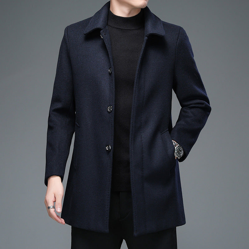 Trench Coat Mid-length Long Sleeve Lapel Korean Style Casual Jacket