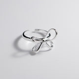 S925 Silver Bow Ring Simple Line Women's Jewelry