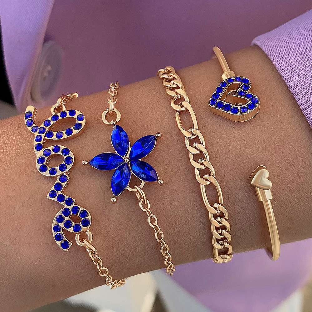 Blue Flower Love Butterfly Bracelet Set: Stylish and Elegant - Minihomy