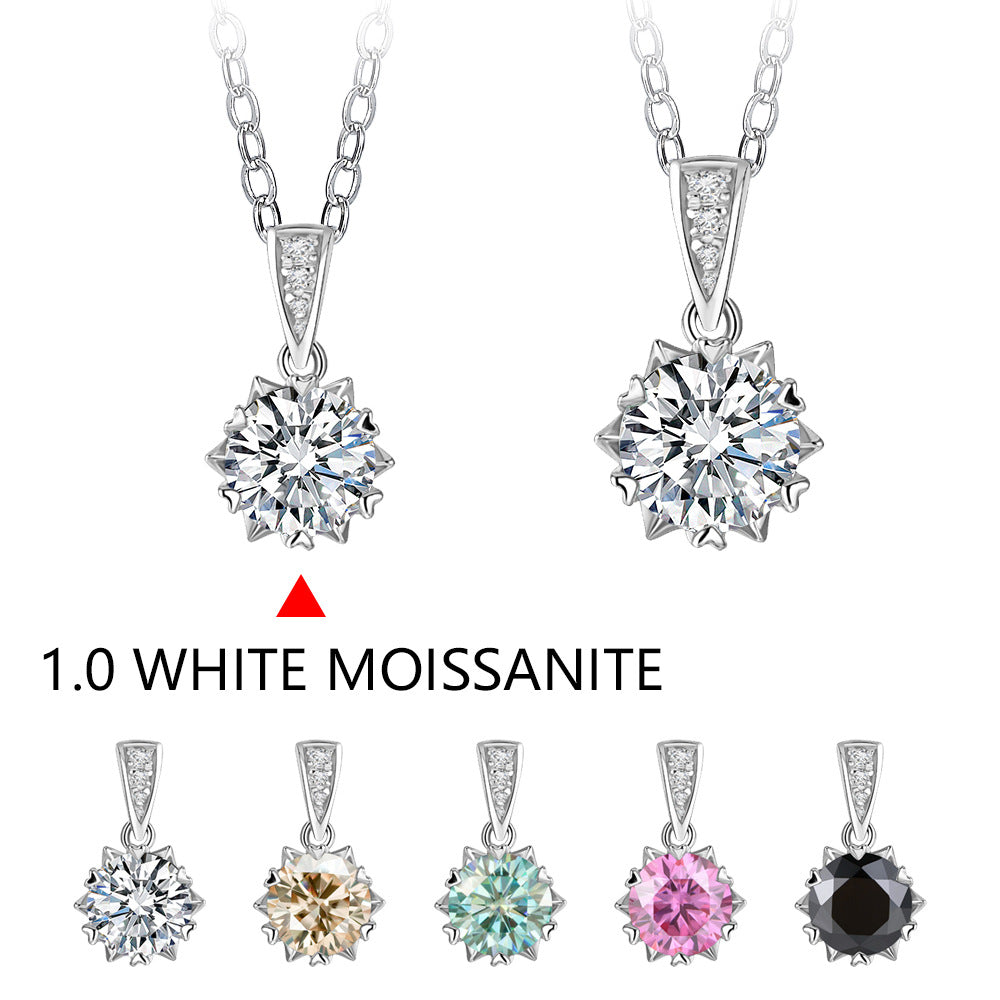 Special-interest Design 2 Karat Sterling Silver Color Moissanite Snowflake Necklace