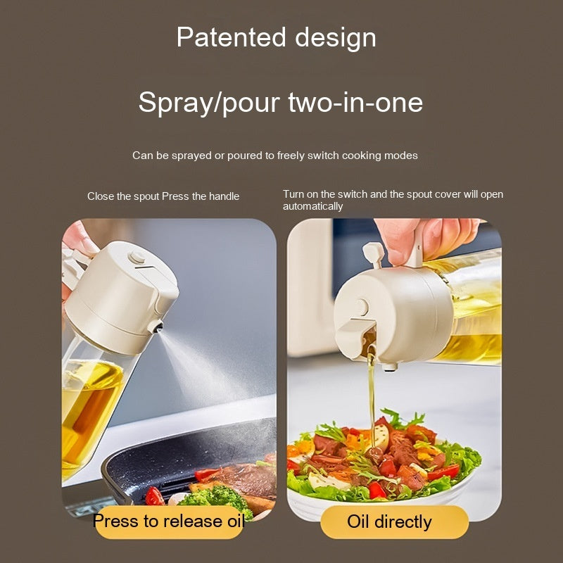 2-in-1 Glass Oil & Vinegar Sprayer Dispenser - 470ML for Cooking, BBQ, Air Fryer - Minihomy