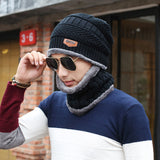 Men's Knitted Wool Hat Casual Warm Bib