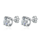 Sterling Silver Needle Moissanite Cow Head Ear Studs