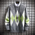 Men's Sweater Round Neck Trend Loose Plaid Top - Minihomy