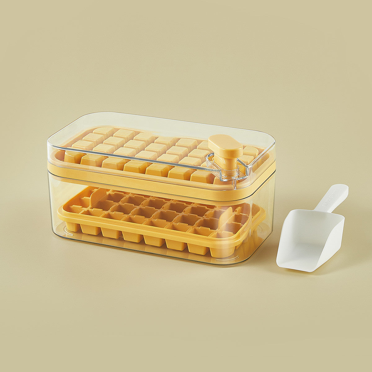 One-Button Press Type Ice Mold Box - Ice Cube Maker with Storage Box and Lid