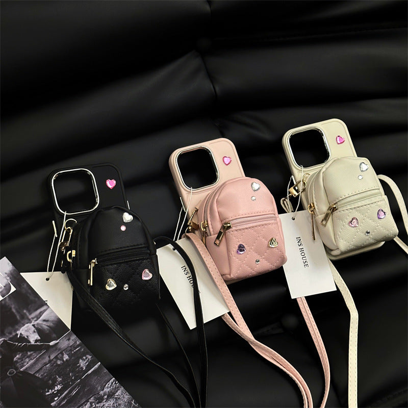 Cute Crossbody Phone Case for iPhone - Light Luxury Bag with Removable Strap