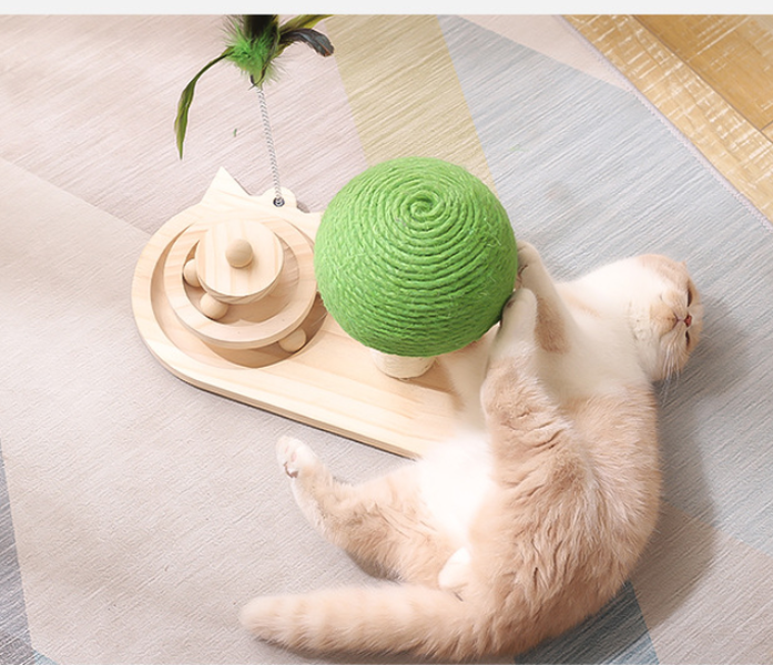 Pet Cat Tree Toys - Interactive Scratching Post with Double Sisal Balls - Minihomy