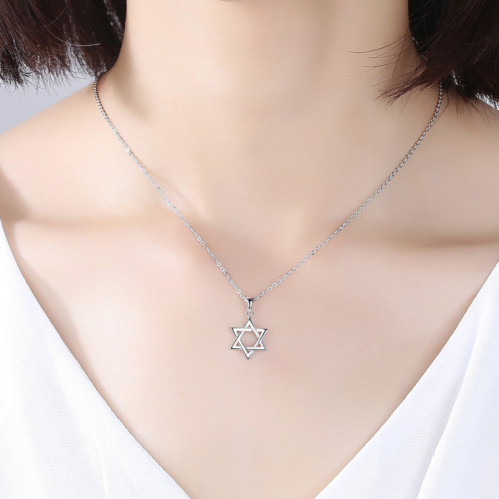 S925 Silver Hexagram Necklace Pendant