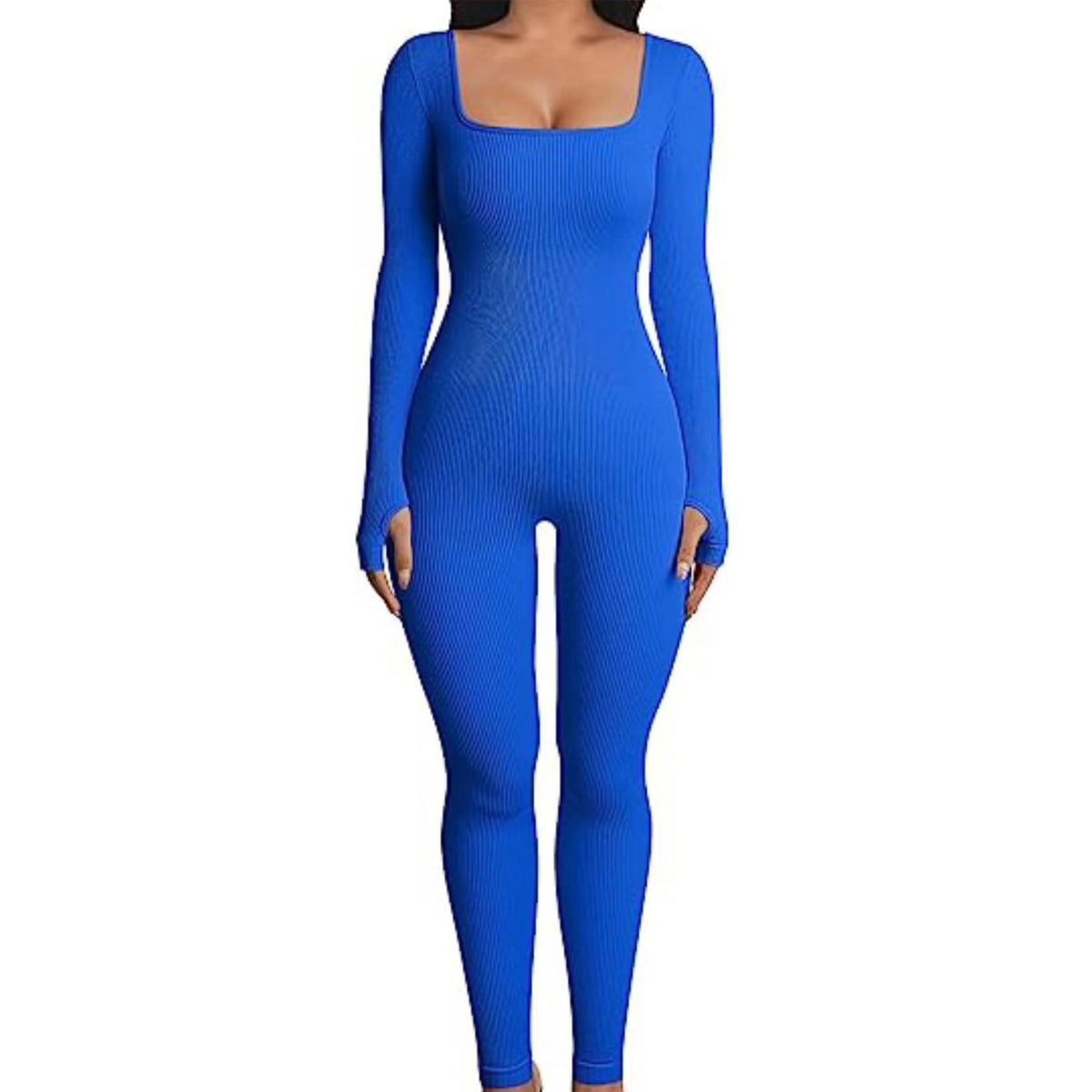 Women's Clothing Long Sleeve Jumpsuit Yoga One-piece Square Collar Sportwear