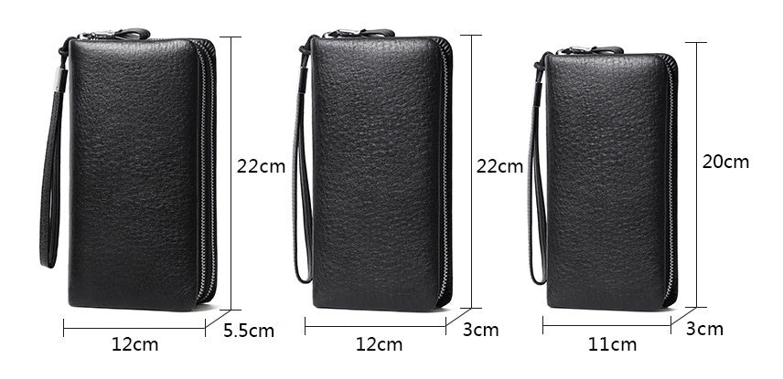 Men's Ostrich Grain Long Wallet Zipper Handbag - Minihomy