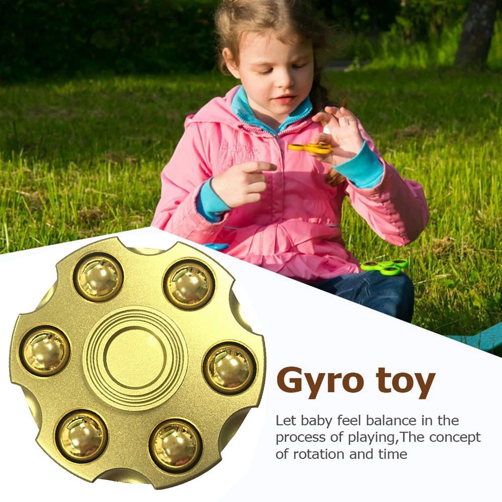 Brass Gun Revolver Fidget Spinner - Copper Hand Spinner, Detachable Rotating Sensory Toy for Kids & Adults