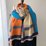 Color Blocking and Matching Cashmere Scarves for Women - Minihomy