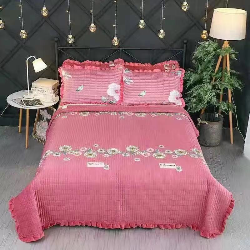 Crystal Velvet Bed Cover With Warm Quilted Sheets Korean Style