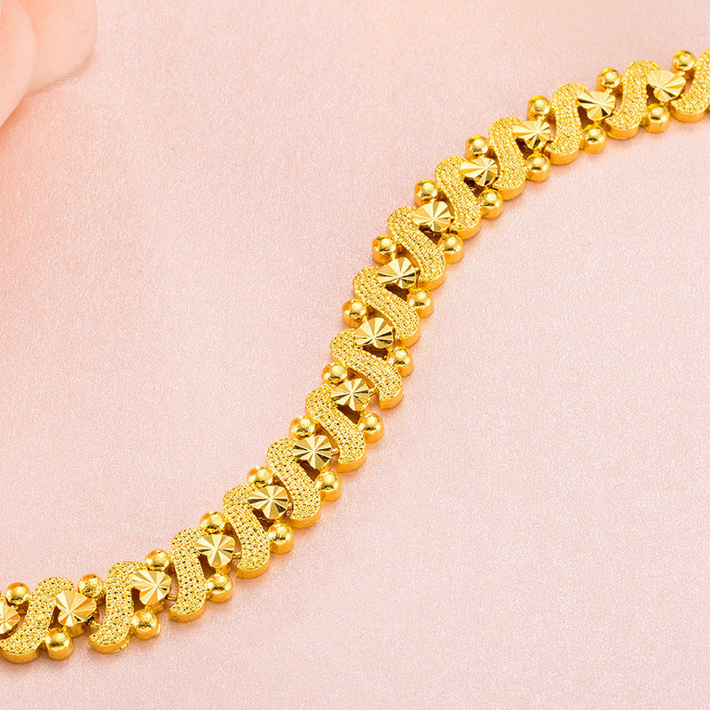 Women's Ethnic Flower Heart-shaped 18K Gold Plating Chain Bracelet