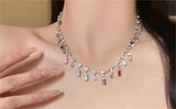 Rainbow Color Fringed Zircon Necklace: Light Luxury Minority Design